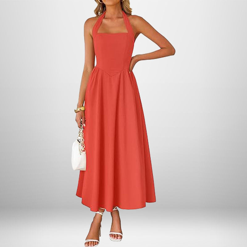 Women Square Neck Halter Dress