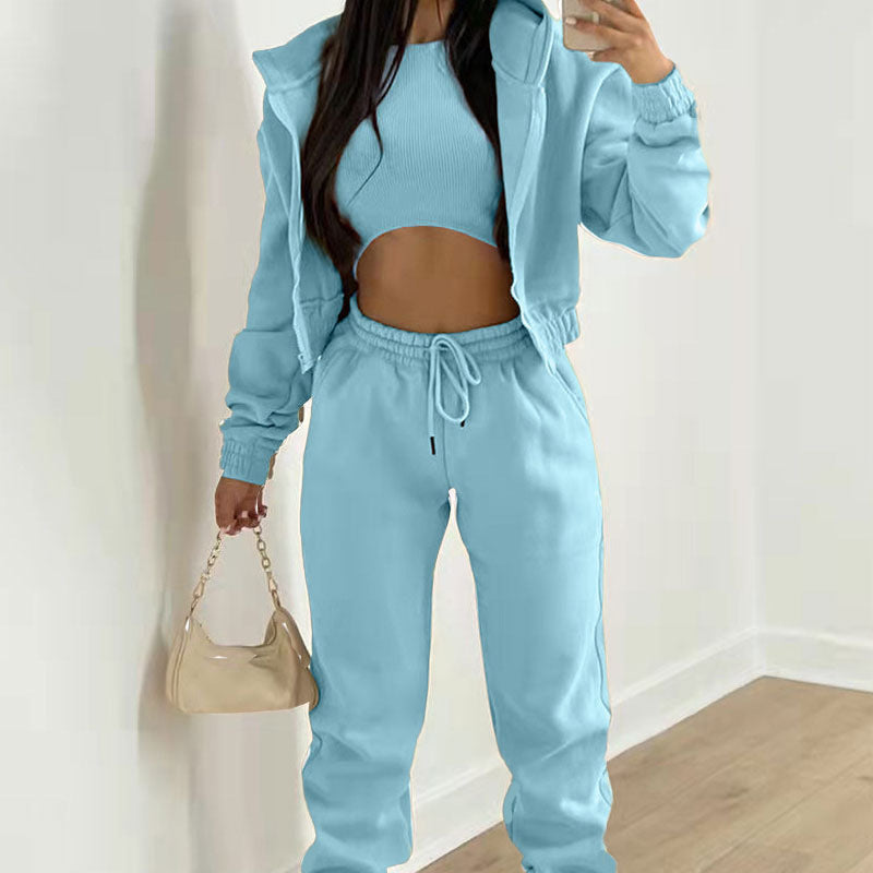 Women's Sports Casual Hooded Fleece Sweater Suit