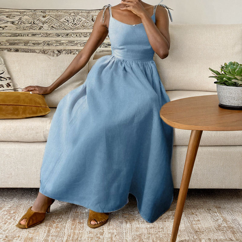 Women's Sexy Solid Color High-waisted Suspender Dress