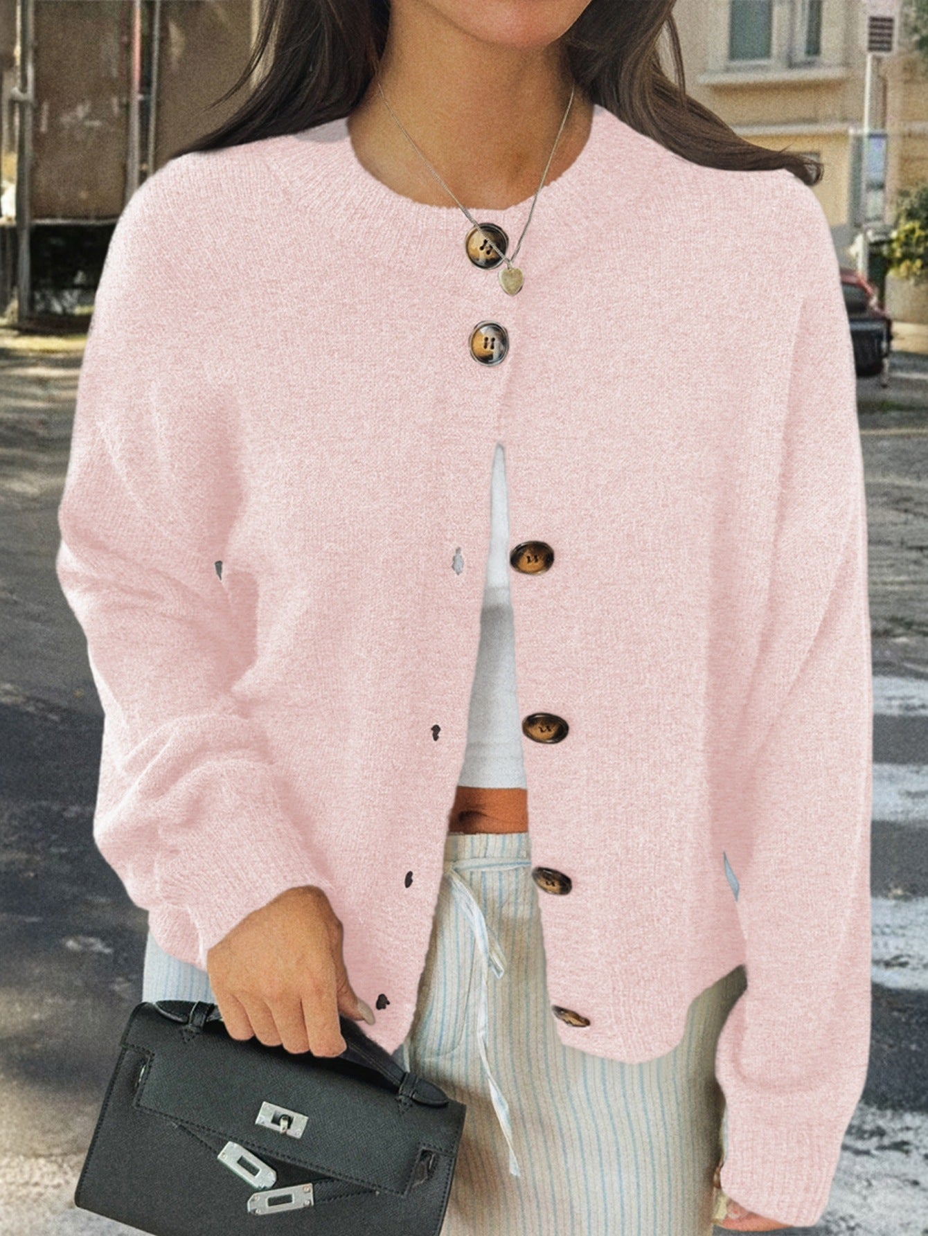 Womens Button Long Sleeve Jacket Sweater Cardigan