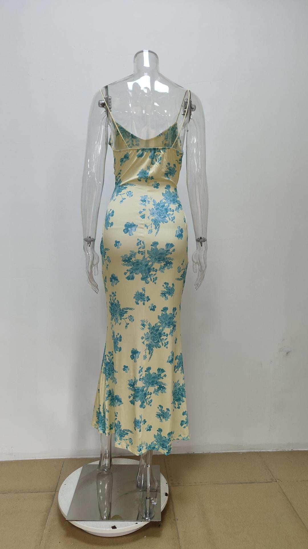 Slim Low Neck Print Bodycon Dress