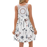 Women Printed Lace V-Neck Sleeveless Vest Dress Women