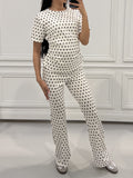 Women's Vintage Light Crew Neck Polka Dot Set
