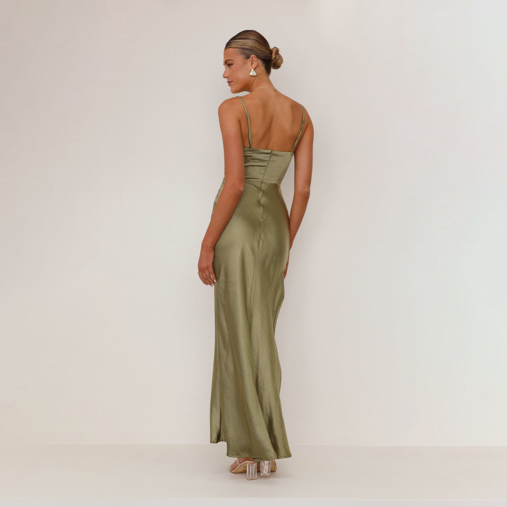 Women Solid Color Sexy Halter Split Medium and Long Sleeveless Dress