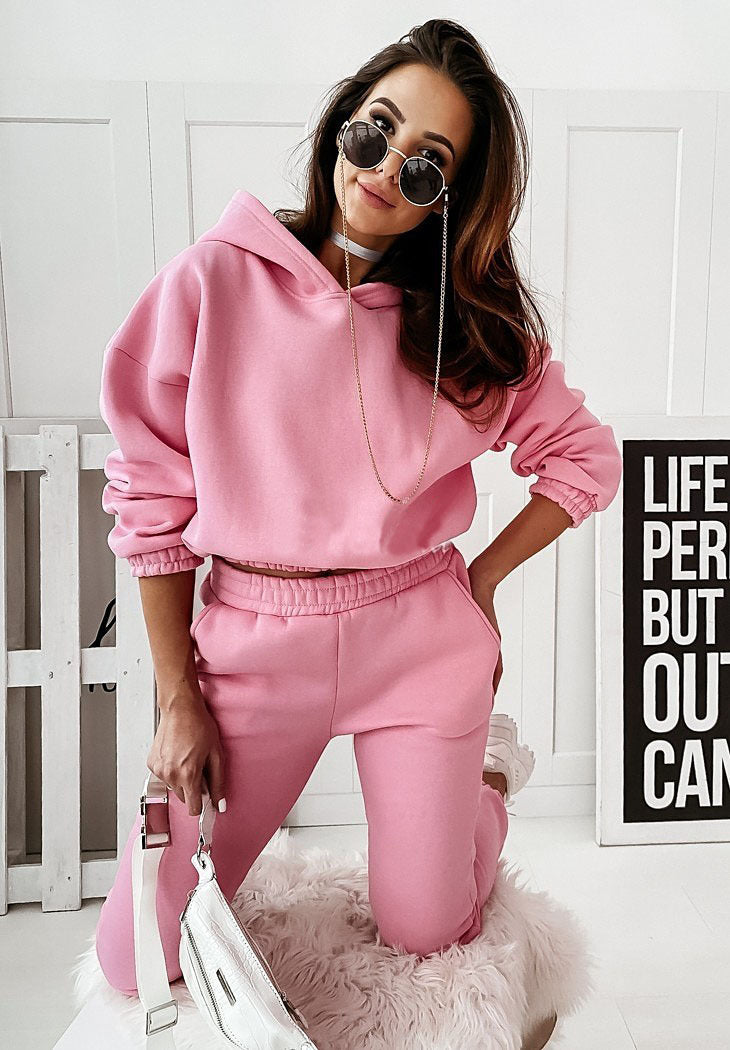 Womens Hooded Women's Fashion Sweater Set