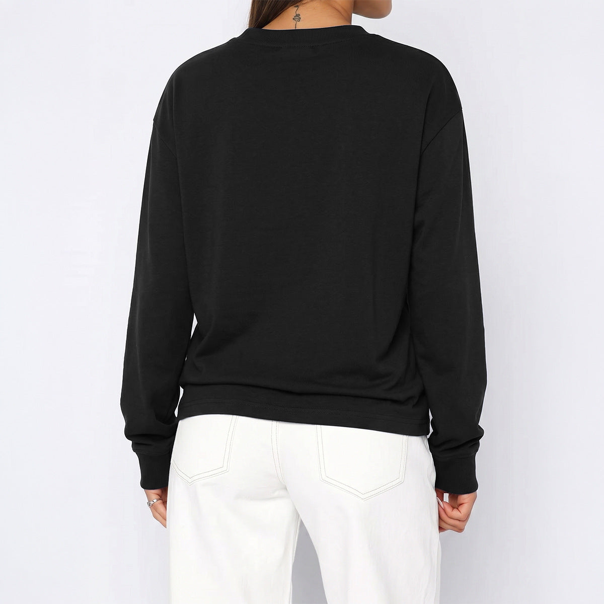 Women's Casual Solid Color Loose Crew Neck Long Sleeve Top