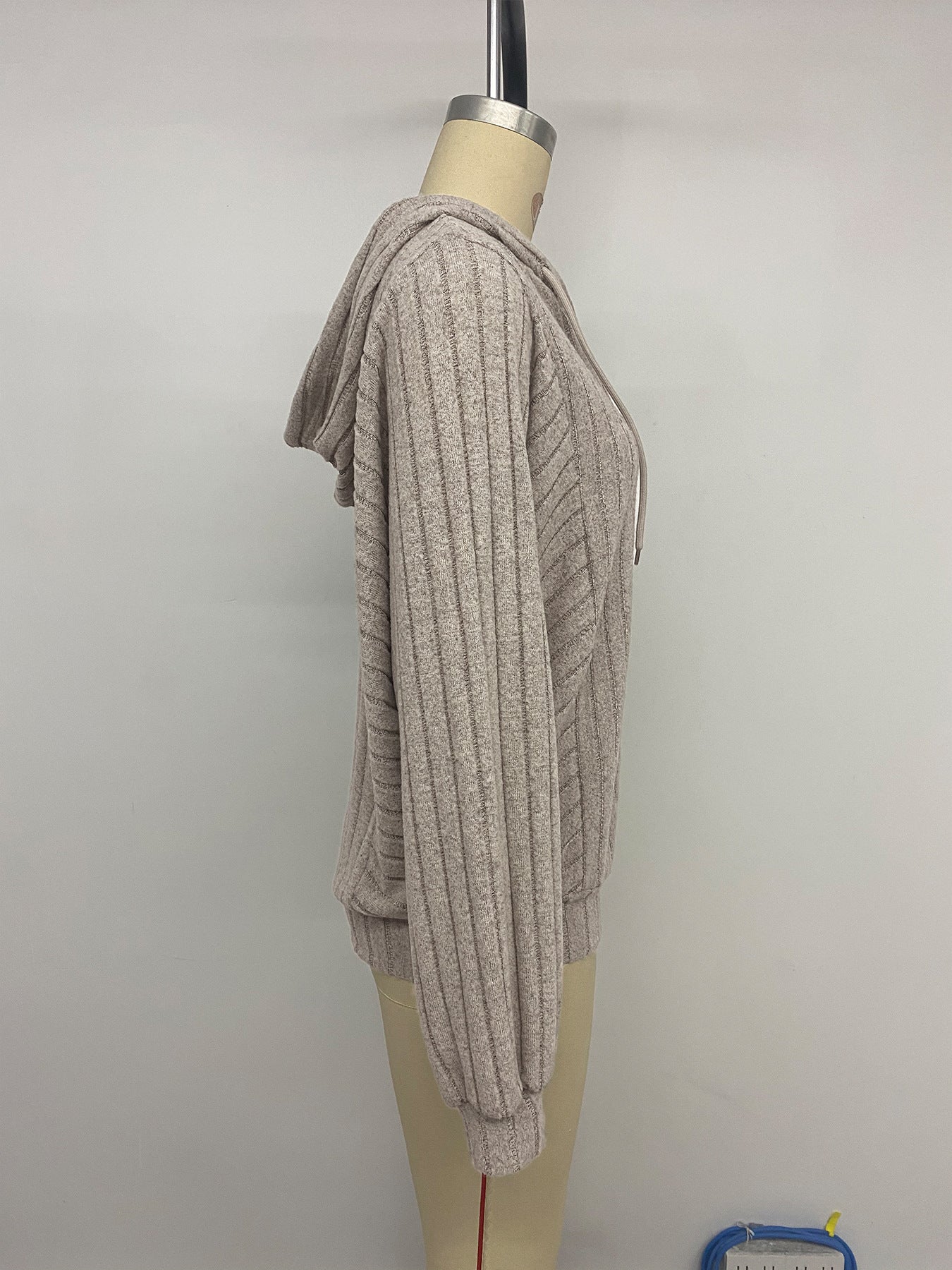 Women Casual Hooded Solid Color Knitted Sweater