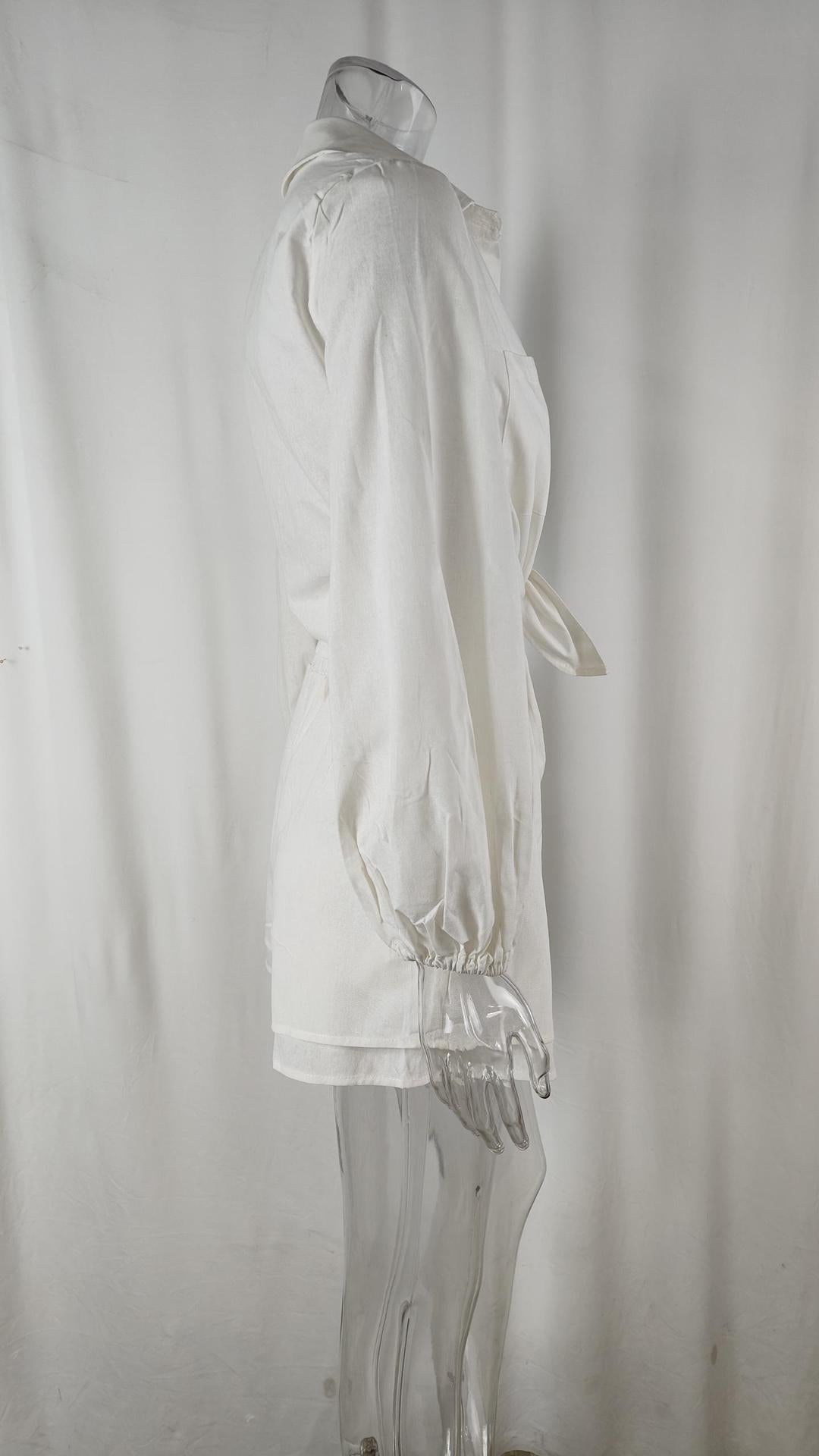 Women's Casual Solid Color Ruffle Shirt Shorts Set