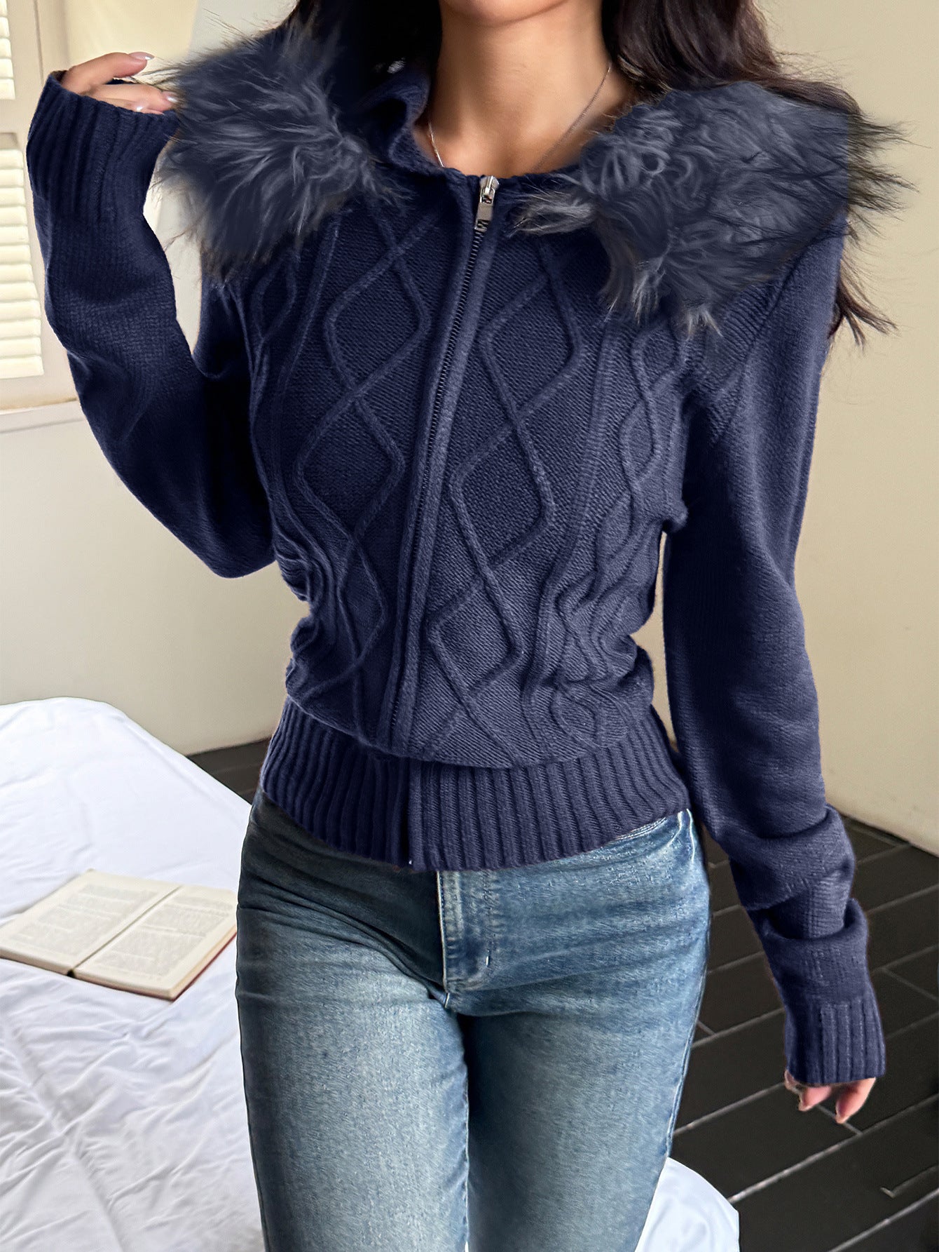 Women Casual Plush Long Sleeve Sweater Jacket Sweater