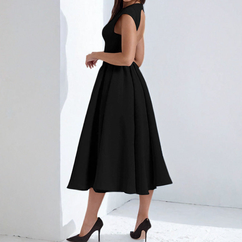 Women's Solid Color Backless Slim Dress