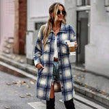 Women's Long Sleeve Button Down Jackets Plaid Flannel Shirts Tops Casual Lapel V Neck Oversized Shackets Blouses Top