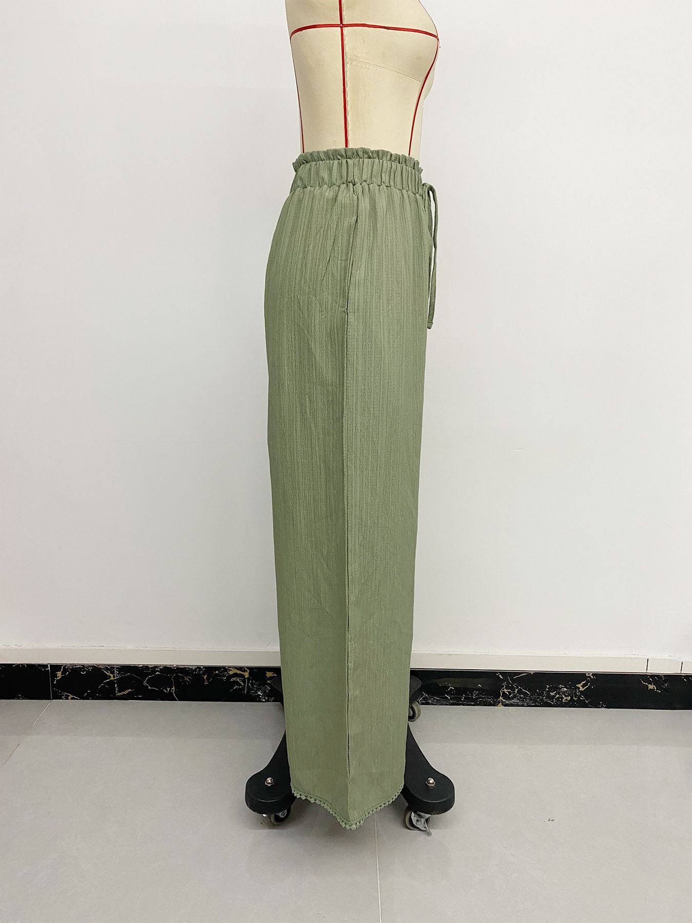 Women's Casual Pants Elastic Solid Color Wide Leg Pants