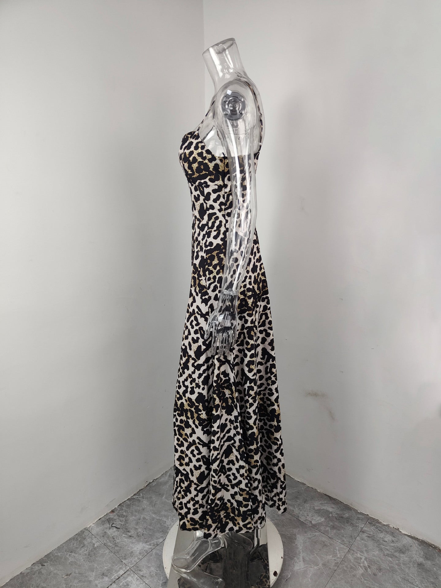 Women Fashion Sexy Elegant Leopard Print Suspender Dress