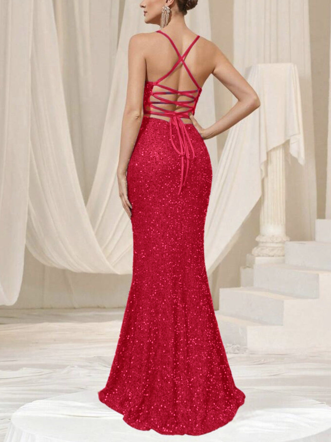 Sequin Slit Dress Slip Evening Dress