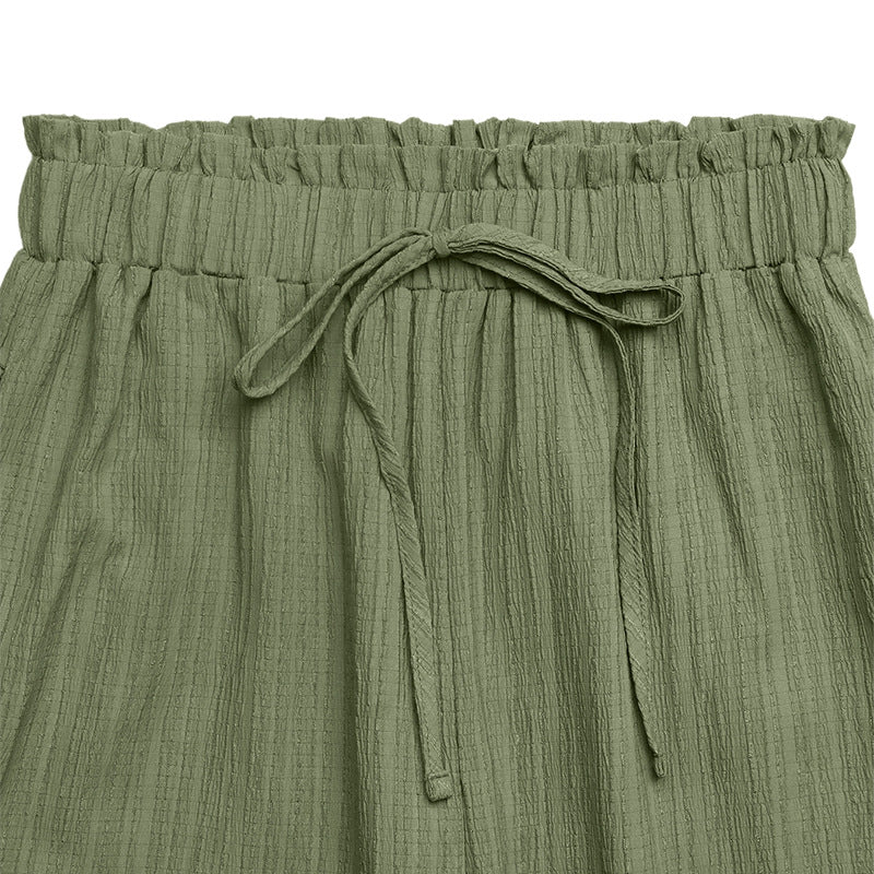 Women's Casual Pants Elastic Solid Color Wide Leg Pants