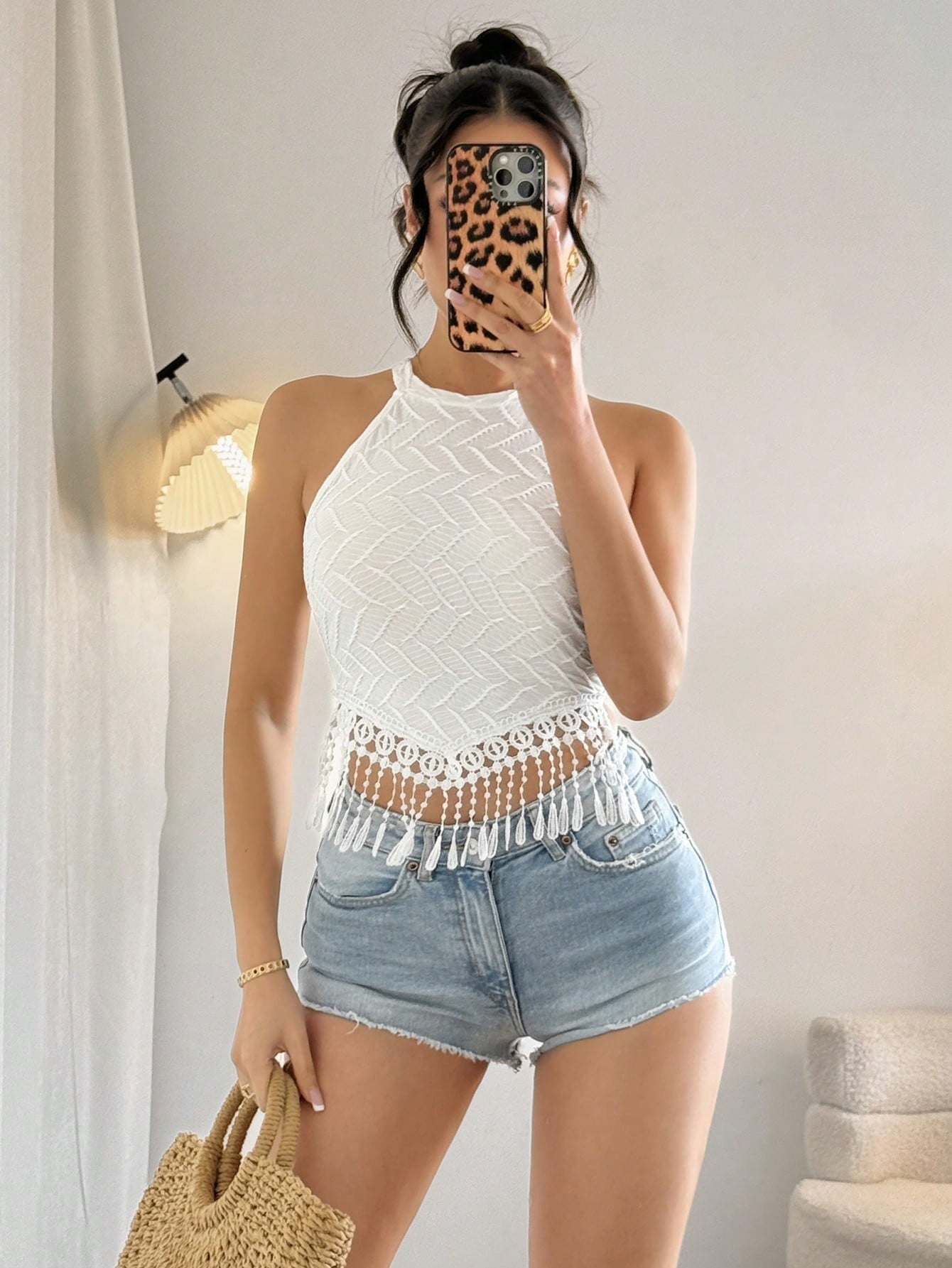 Women's Fringed Vest Short Slim-fit Top Tank