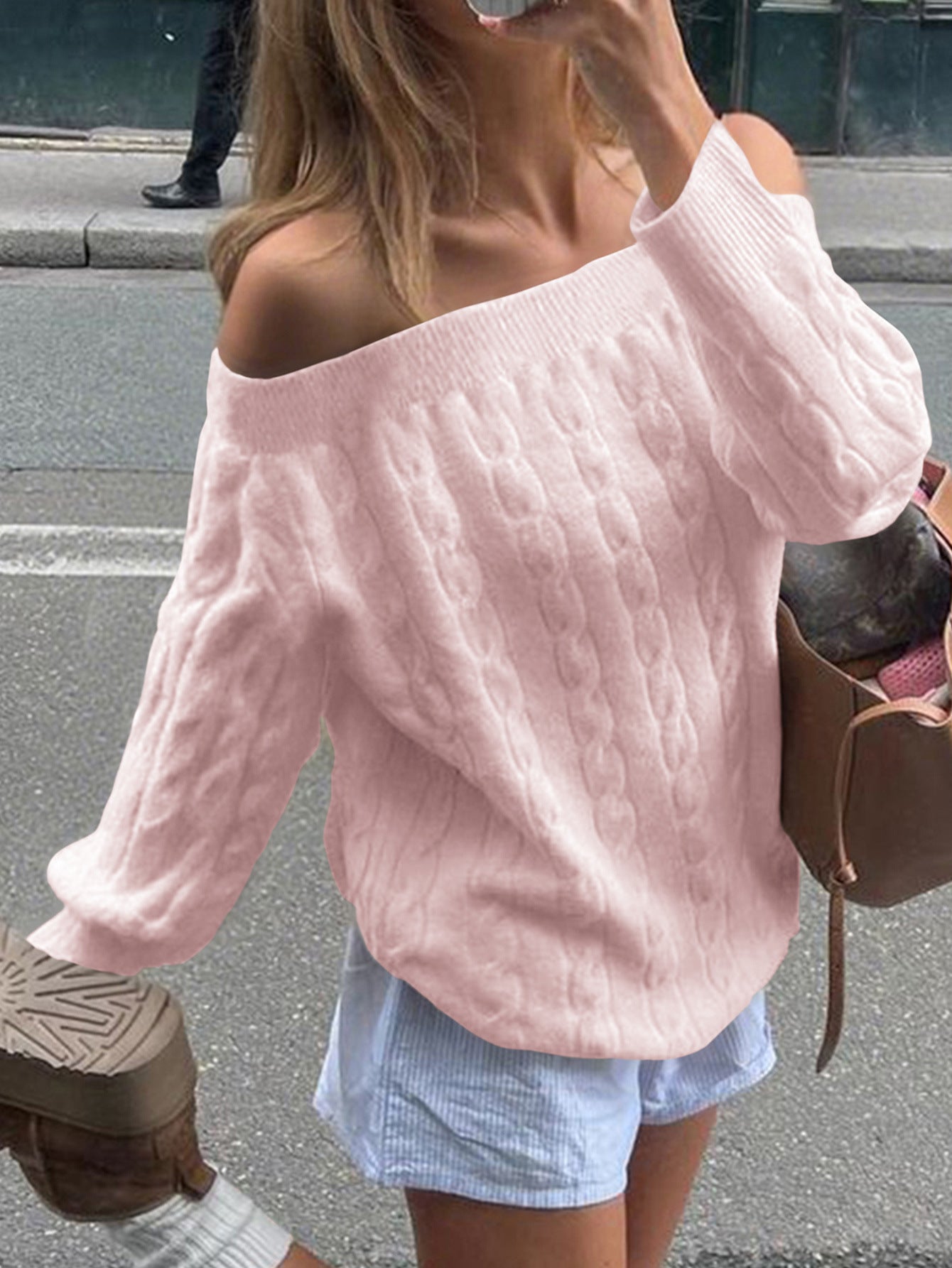 Women Solid Color Long Sleeve Vest Sweater Top