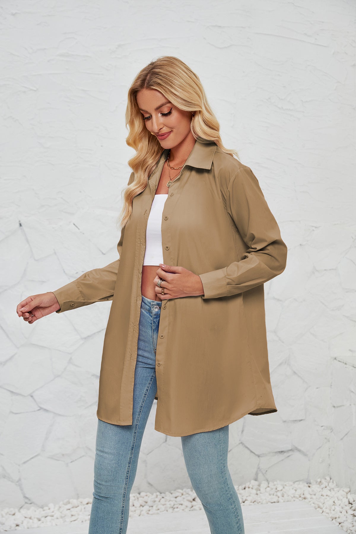 Women Jacket Solid Color Fashion Casual Long Sleeve Shirt Women