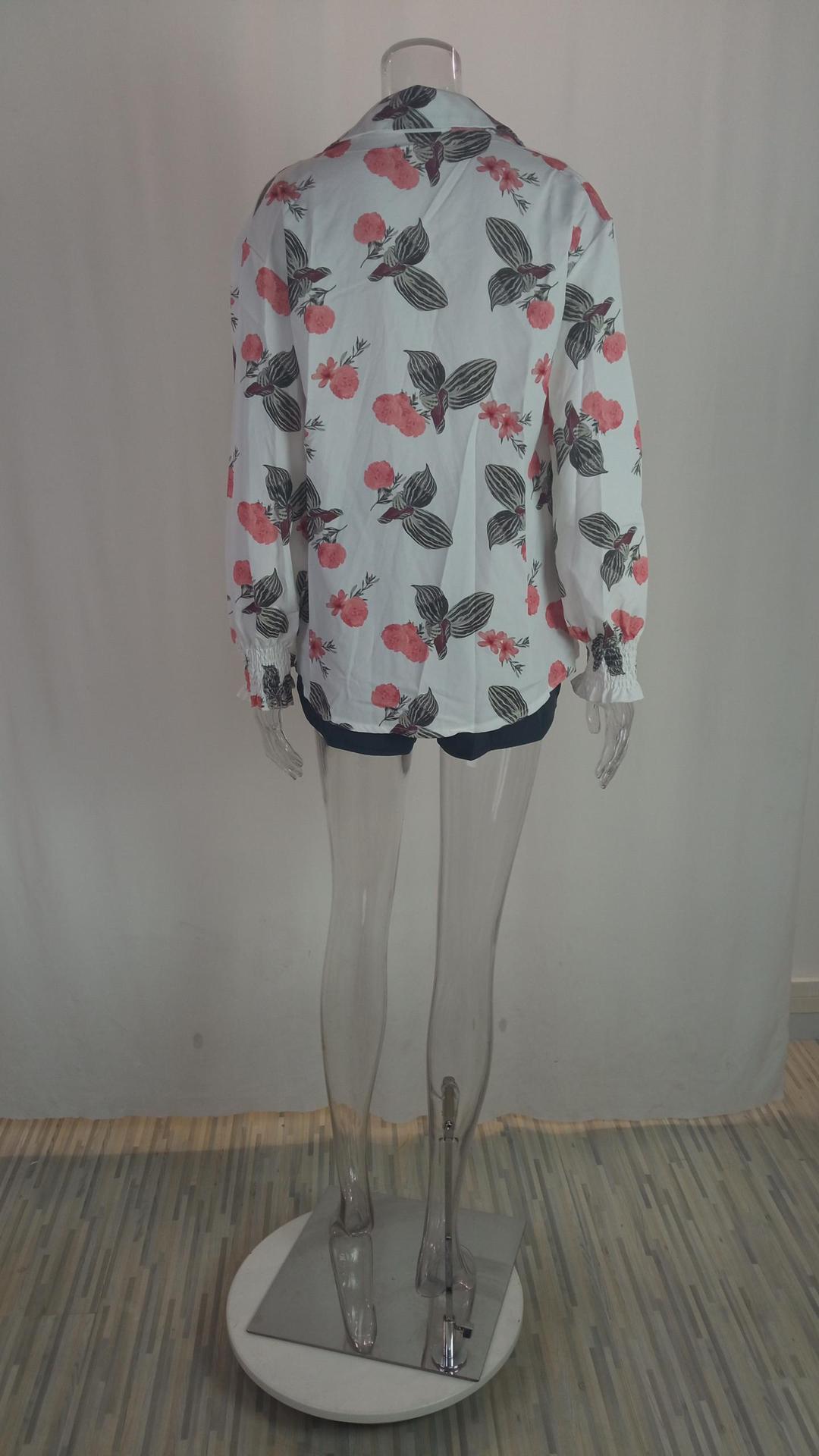 Women Sexy Beach Resort Style Print Shorts Three-piece Set