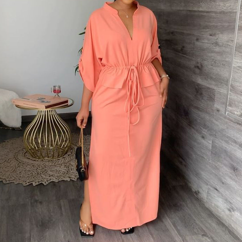 Women's Casual Solid Color V-neck Strap Slim Dress
