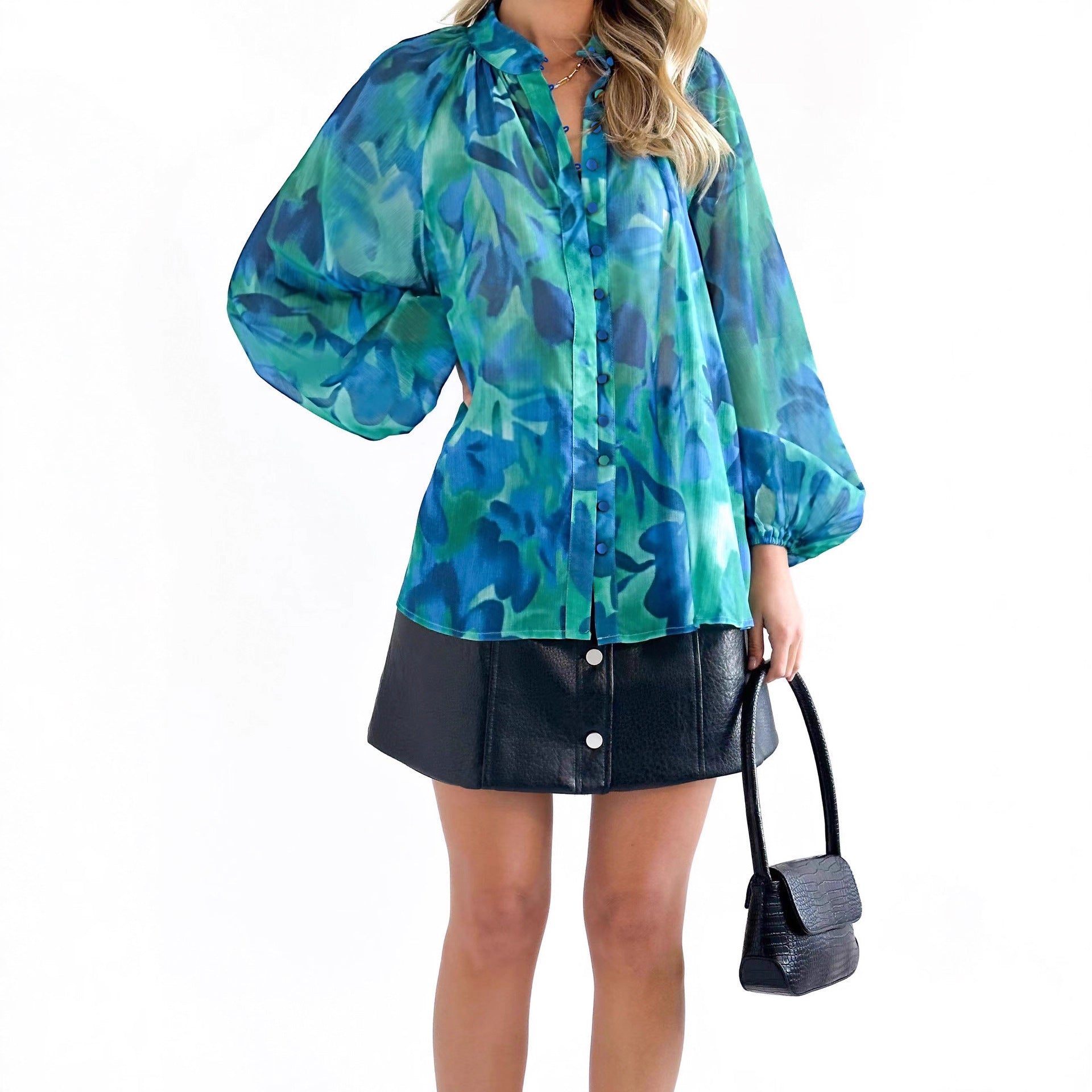 Women's Personality Printed Shirt Fashion V-Neck Women's Blouse