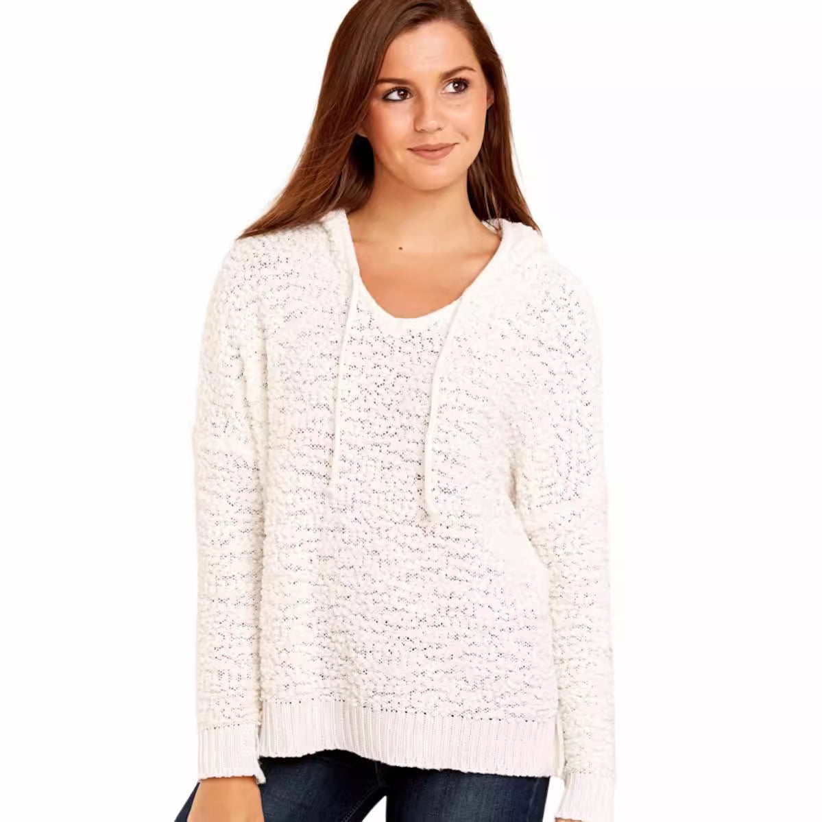 Women's pullover hooded jacket knitted sweater
