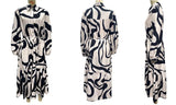 Womens Loose Single-Breasted Long Sleeve Long Dress Dress