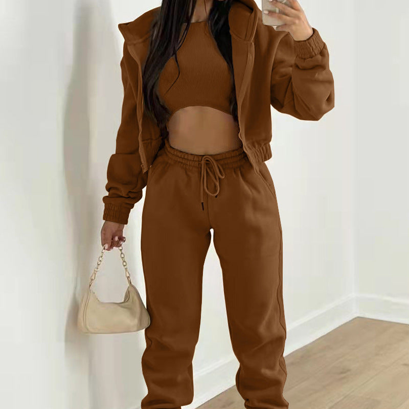 Women's Sports Casual Hooded Fleece Sweater Suit