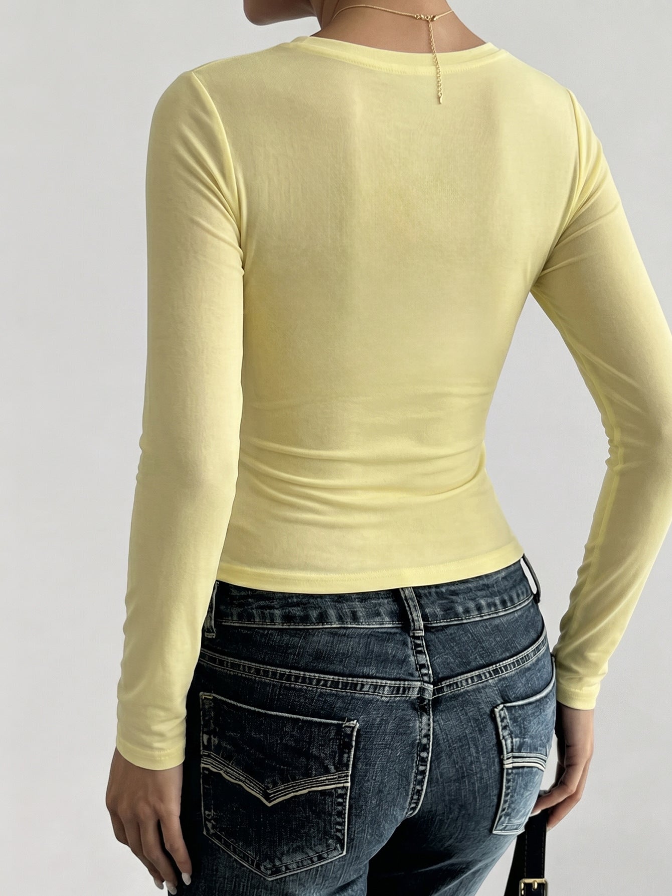 Women Solid Color Long Sleeve Top