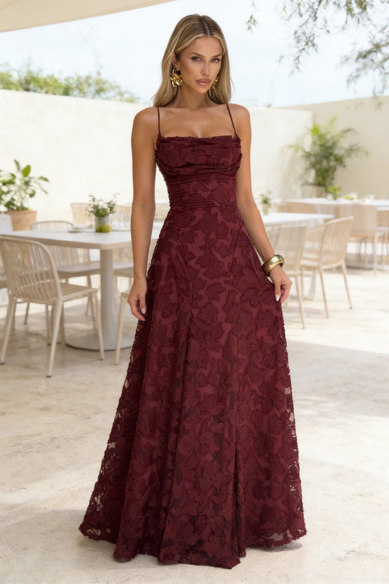 Women's Burgundy Sexy Camisole Dress