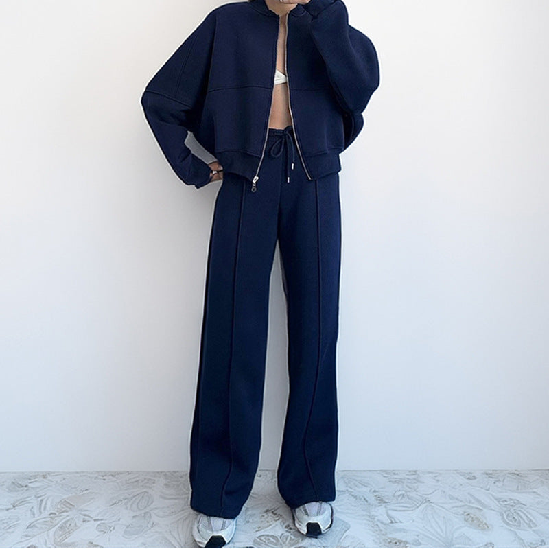 Women Sports and Solid Color Zipper Sport Suit