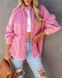 Womens Casual Fringed Ripped Loose Denim Jacket