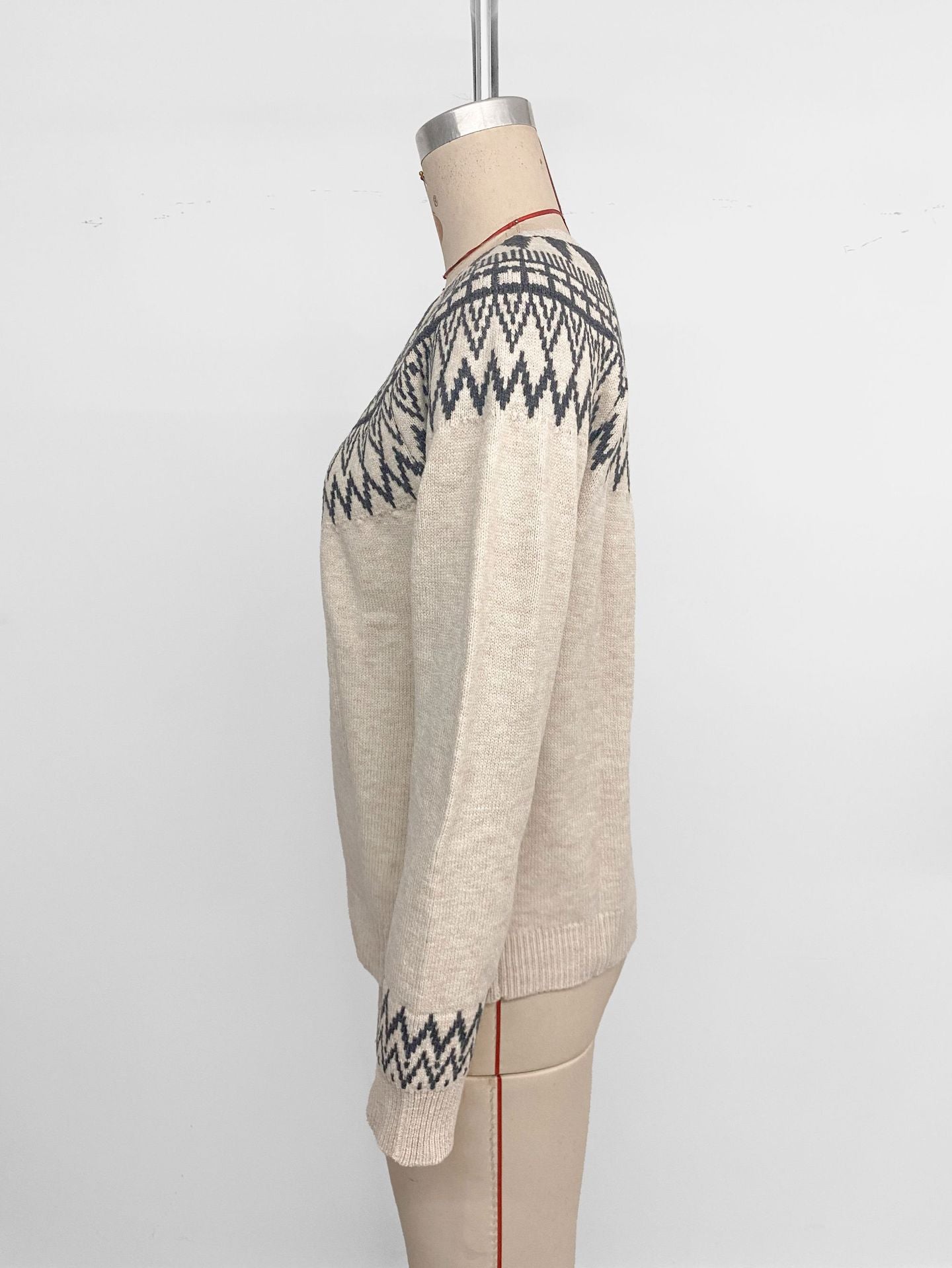 Casual Vintage Knitted Sweater Loose Crew Neck Sweater