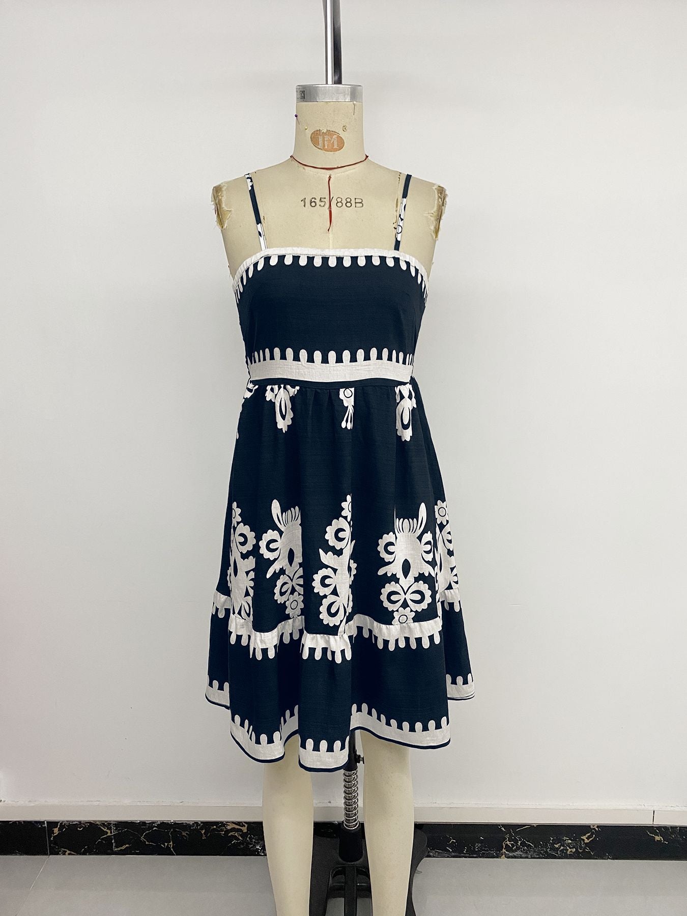 Vintage Short Skirt Floral Print Suspender Dress