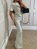 Women's Vintage Light Crew Neck Polka Dot Set
