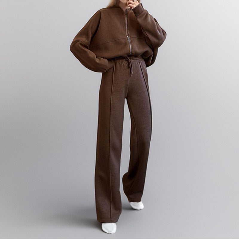 Women Sports and Solid Color Zipper Sport Suit