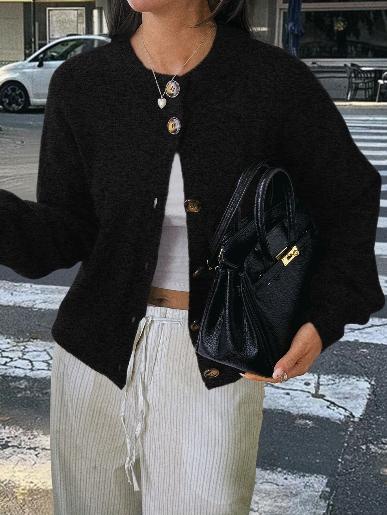 Womens Button Long Sleeve Jacket Sweater Cardigan