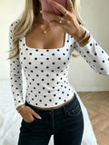 Womens Vintage Polka Dot Top