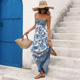 Women Tube Sleeveless Print Long Dress