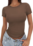 Women T-Shirt Slim-Fit Crew Neck Skinny Sexy Summer Top