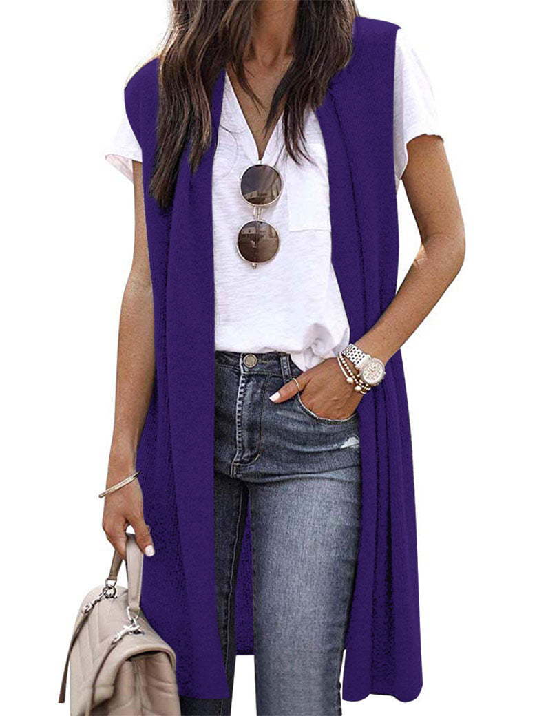 Women's Cardigan Fashion Medium and Long Sleeveless Vest Women