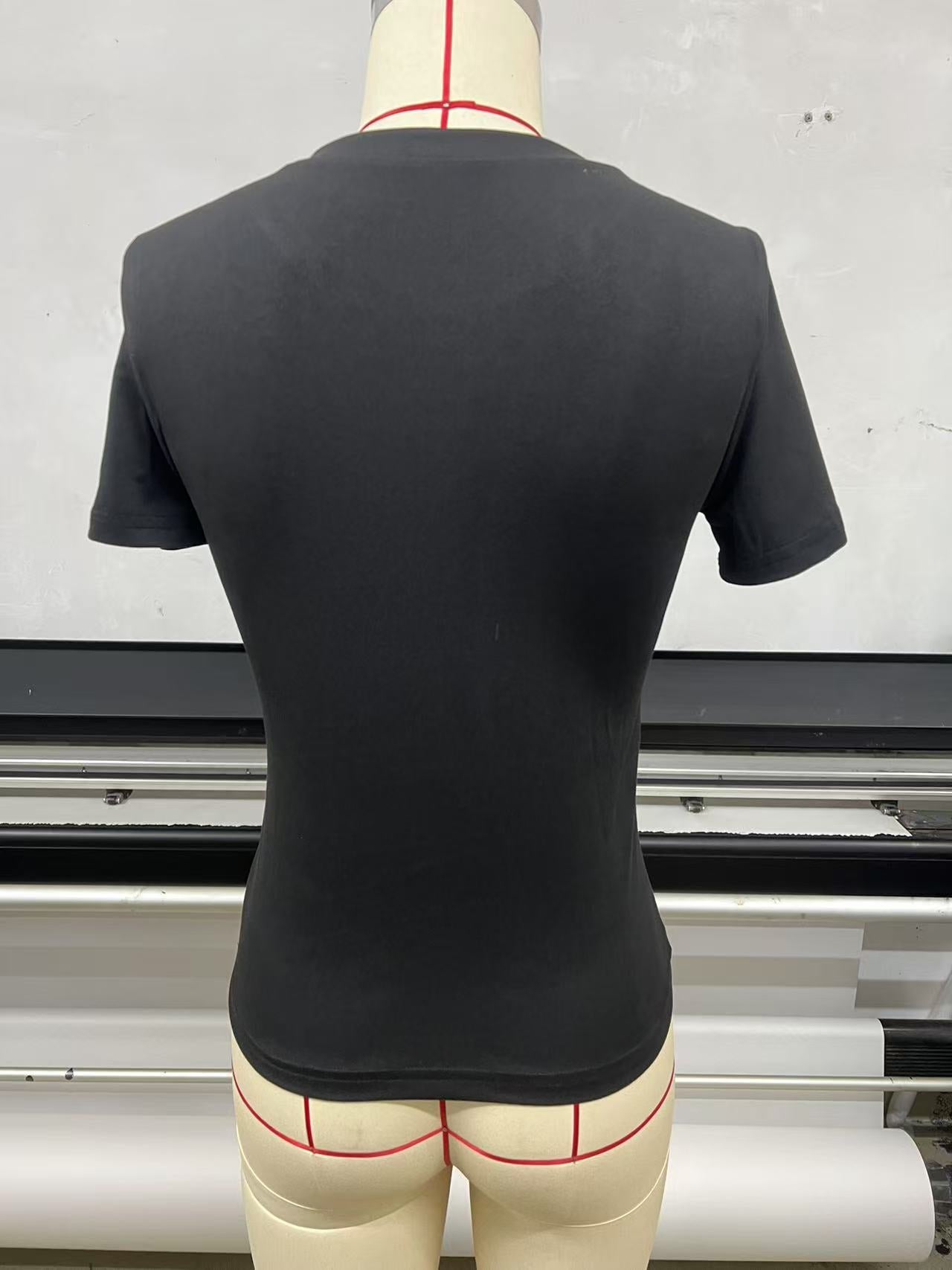 Women T-Shirt Slim-Fit Crew Neck Skinny Sexy Summer Top