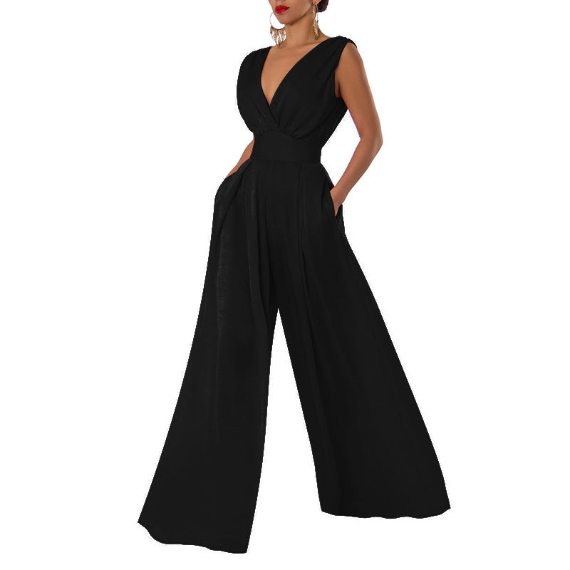 Slim-fit Jumpsuit High-waisted Wide-leg Pants