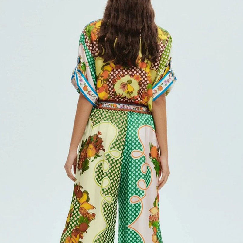 Women's Fashion Casual Print Color Matching Pocket Set