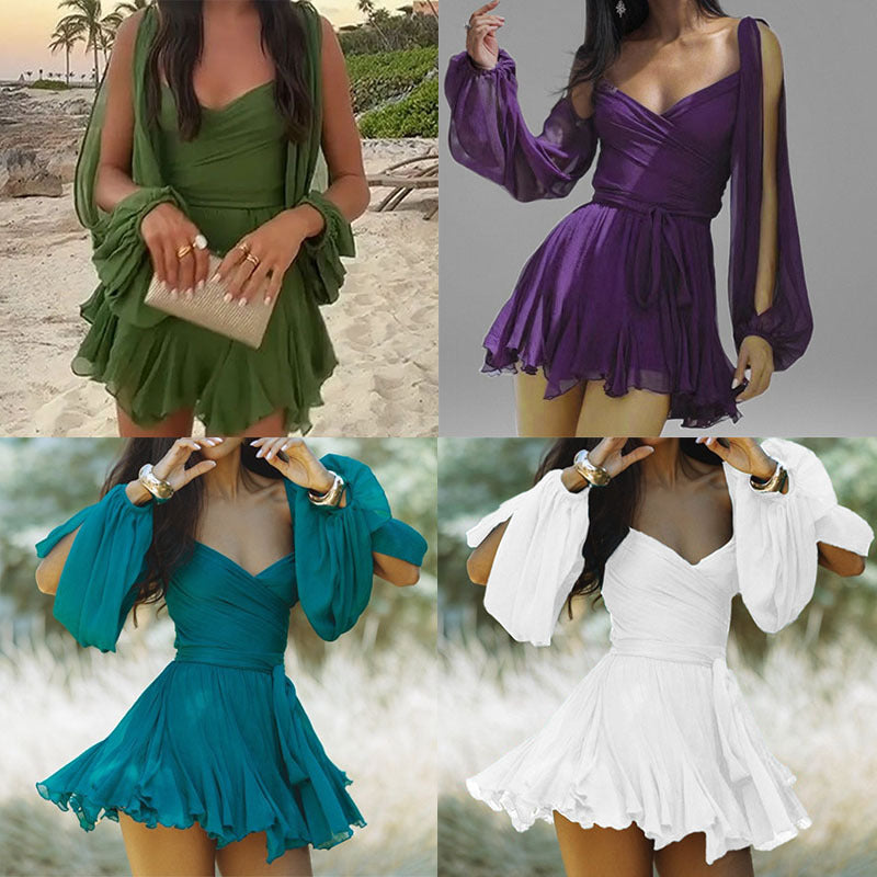 Women's Sexy Solid Color Off-the-shoulder Dress