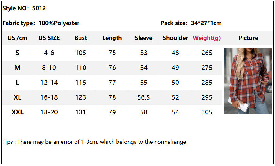 Casual Fashion Loose Plaid Pocket Shirt Women