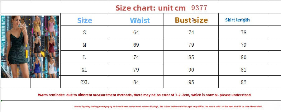 Hip Skirt Backless Sequined Suspender Short Dress