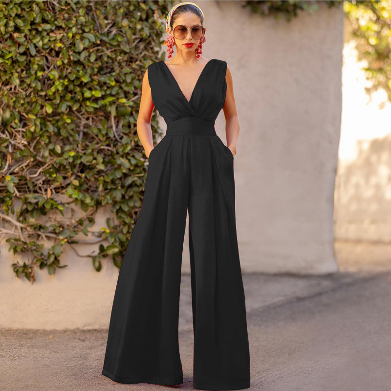 Slim-fit Jumpsuit High-waisted Wide-leg Pants