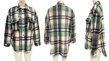 Women Long Sleeve Cardigan Lapel Loose Plaid Wool Shirt Jacket