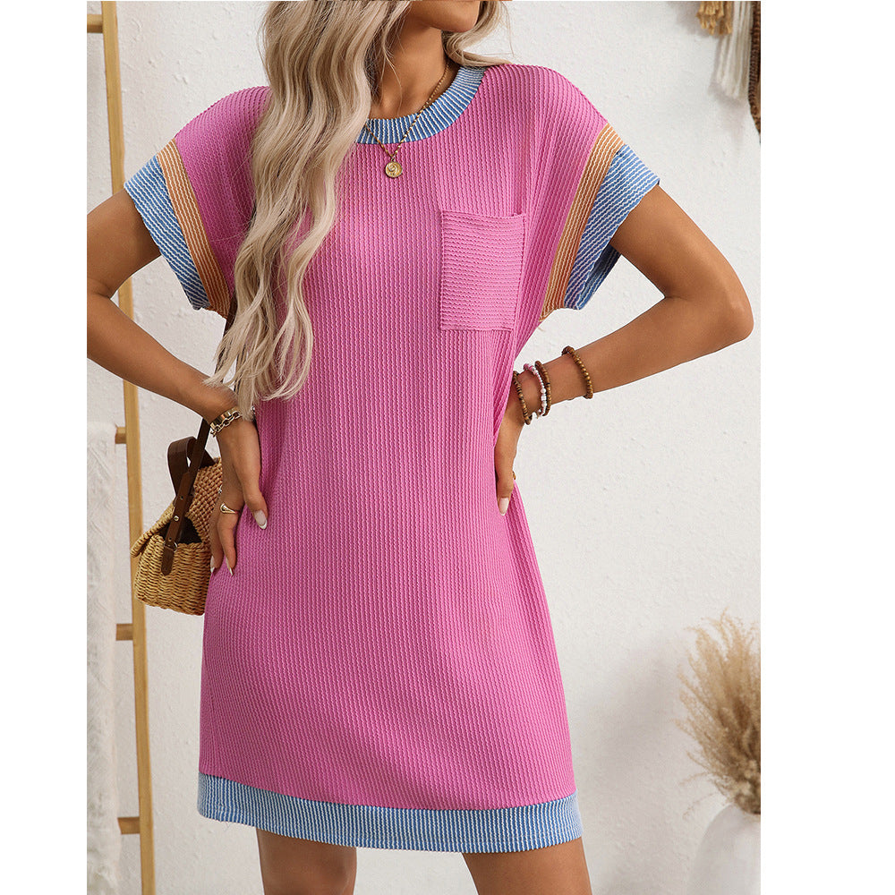 Summer Casual Short Sleeve Pocket Dress